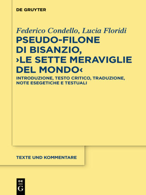 cover image of Pseudo-Filone di Bisanzio, ›Le sette meraviglie del mondo
